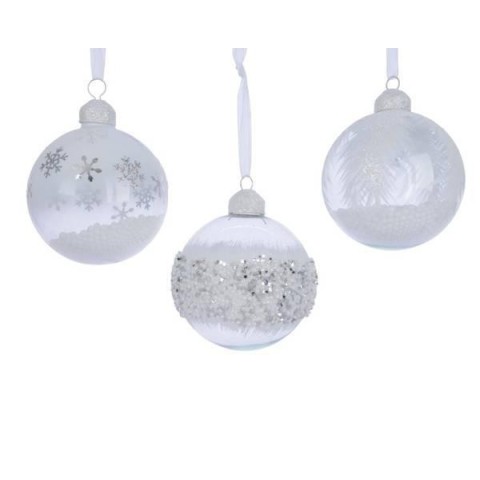 SFERA VETRO D8 FIOCCO NEVE WHI